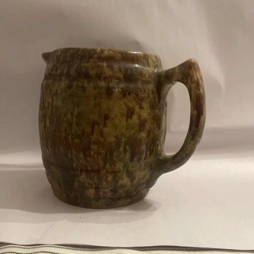 Large Vintage Studio Made Water Pitcher‎ Earth Tones